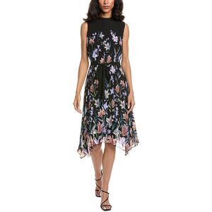Tahari Asl Womens  Petite Midi Dress, Black